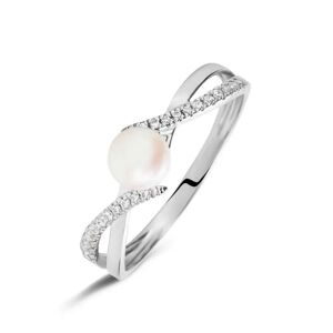 Stroili Anello Solitario Gabrielle Oro Bianco Perla D'Acqua Dolce Cubic Zirconia Collezione: Gabrielle - Misura 58 Oro Bianco