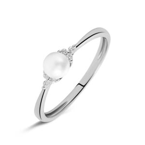 Stroili Anello Solitario Gabrielle Oro Bianco Perla D'Acqua Dolce Cubic Zirconia Collezione: Gabrielle - Misura 54 Oro Bianco