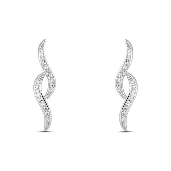 stroili orecchini lobo silver shine argento rodiato cubic zirconia collezione: silver shine bianco