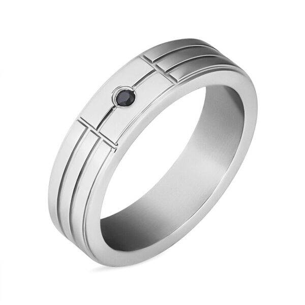 stroili anello fascia man code acciaio cubic zirconia collezione: man code - misura 66 bianco