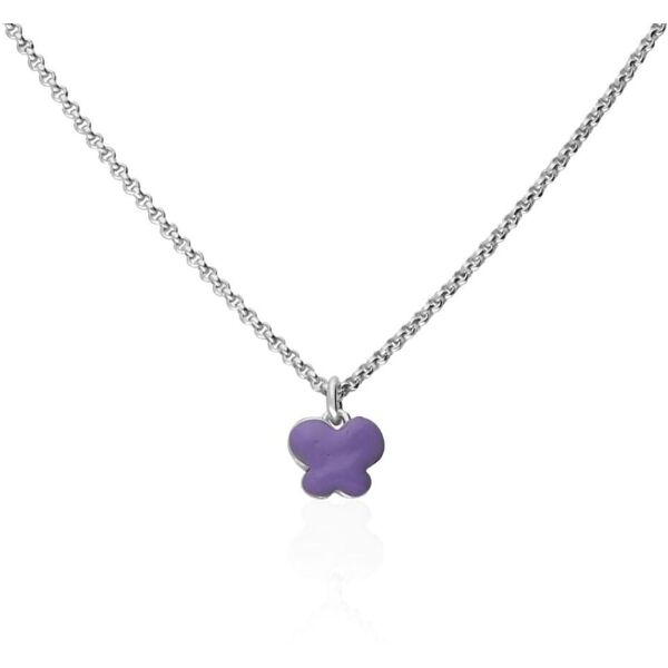 stroili collana in argento rodiato e smalto viola con simbolo farfalla collezione: silver baby bianco