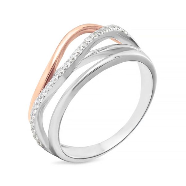 stroili anello fantasia silver shine argento bicolore bianco / rosa cubic zirconia collezione: silver shine - misura 51 bicolore bianco / rosa