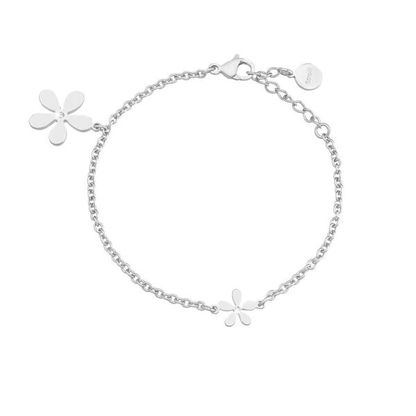 stroili bracciale charms fiore in acciaio e cristalli collezione: lady chic grigio