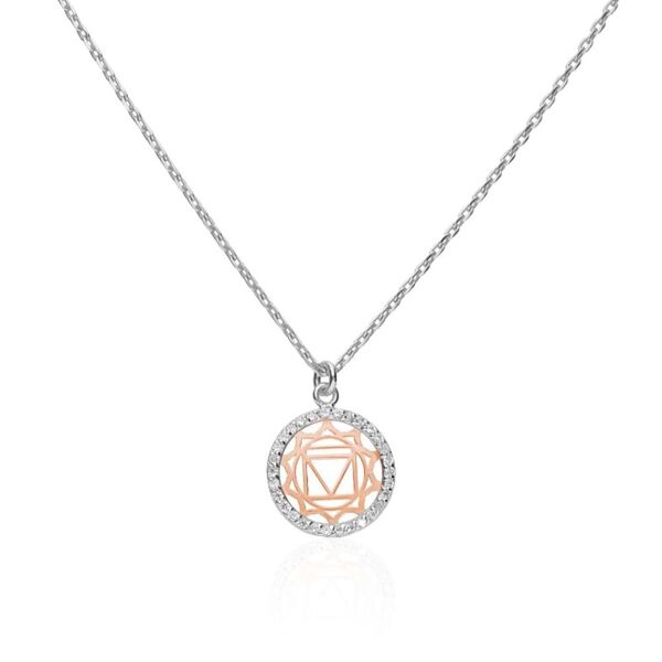 stroili collana in argento bicolore e zirconi con ciondolo i chakra della sicurezza collezione: silver moments