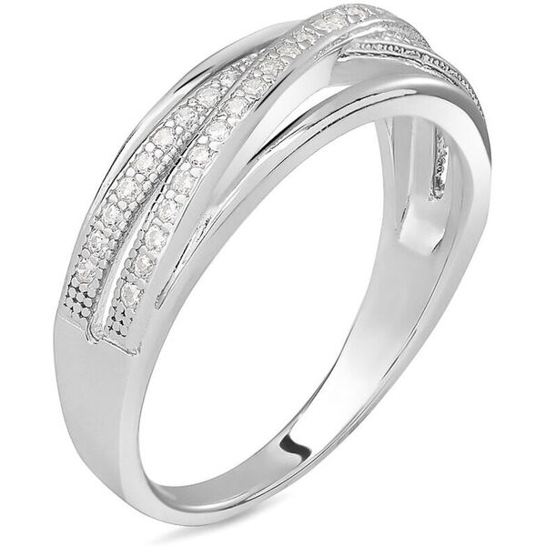 stroili anello fantasia silver shine argento rodiato cubic zirconia collezione: silver shine - misura 50 bianco