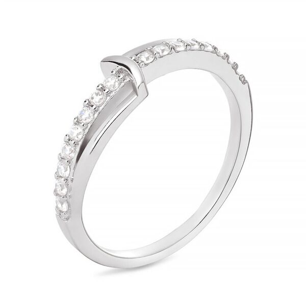 stroili anello fantasia silver shine argento rodiato cubic zirconia collezione: silver shine - misura 48 bianco