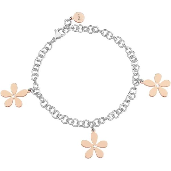 stroili bracciale charms fiore in acciaio bicolore e cristalli collezione: lady chic bicolore