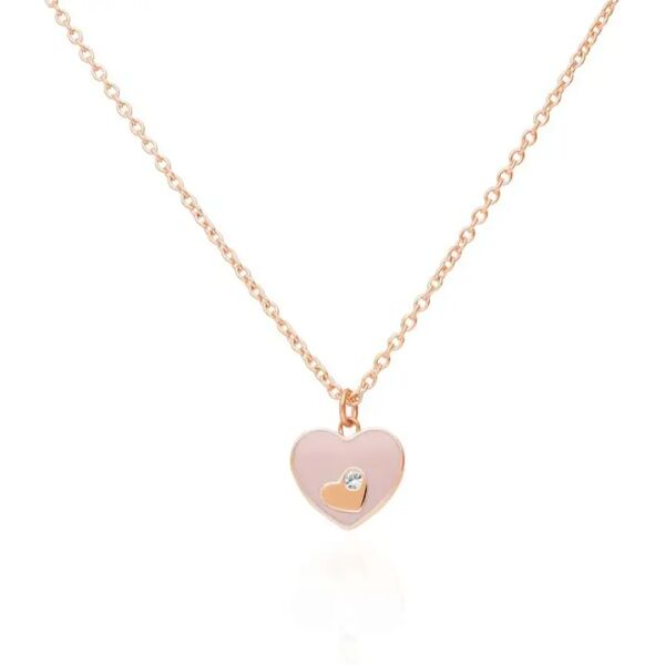 stroili collana in acciaio rosato e strass con ciondolo a forma di cuore collezione: lady sweet