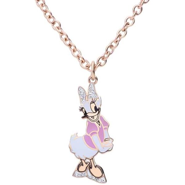 stroili collana in acciaio rosato con ciondolo paperina e strass collezione: mickey mouse & friends rosa