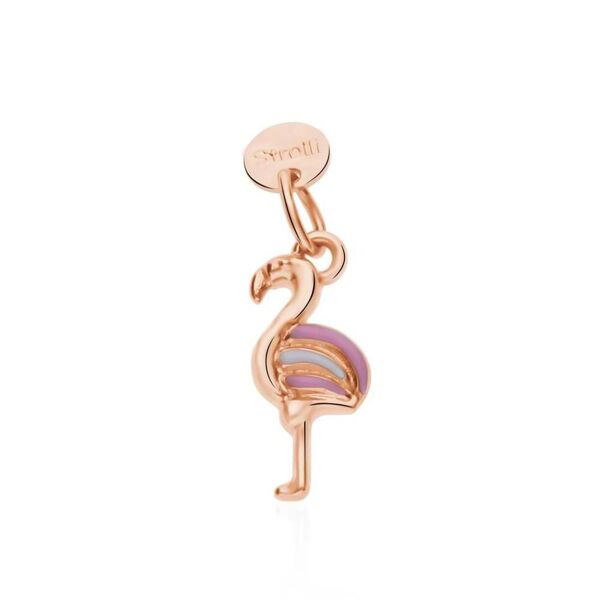 stroili charm fenicottero in argento rosato e smalto collezione: love beats