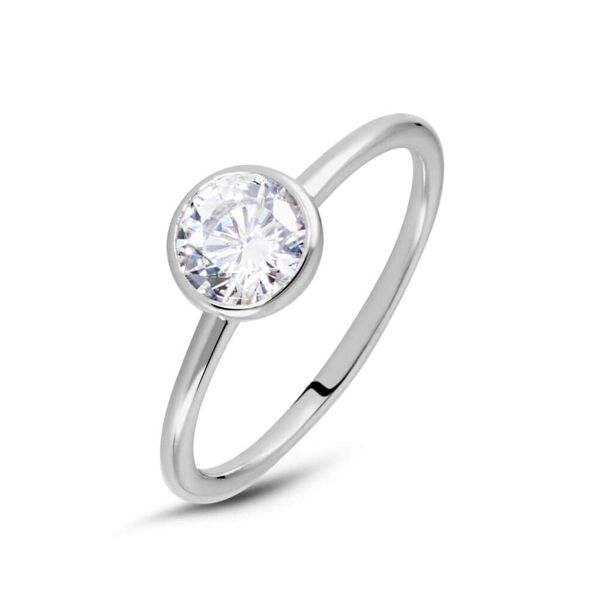 stroili anello solitario silver elegance argento rodiato cubic zirconia collezione: silver elegance - misura 54 bianco