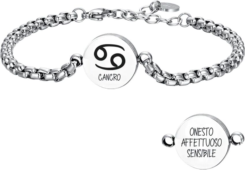 Luca Barra BRACCIALE UOMO IN ACCIAIO SEGNO ZODIACALE CANCRO PIASTRA