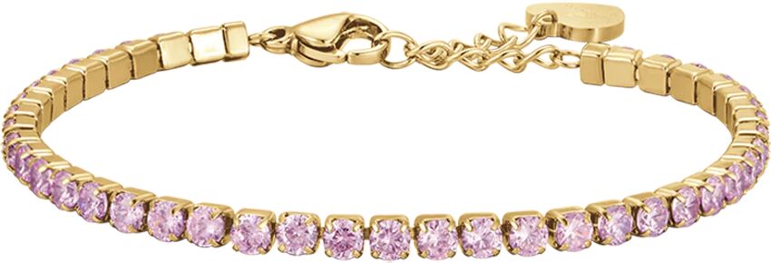 Luca Barra BRACCIALE TENNIS DONNA IN ACCIAIO IP GOLD CON CRISTALLI ROSA