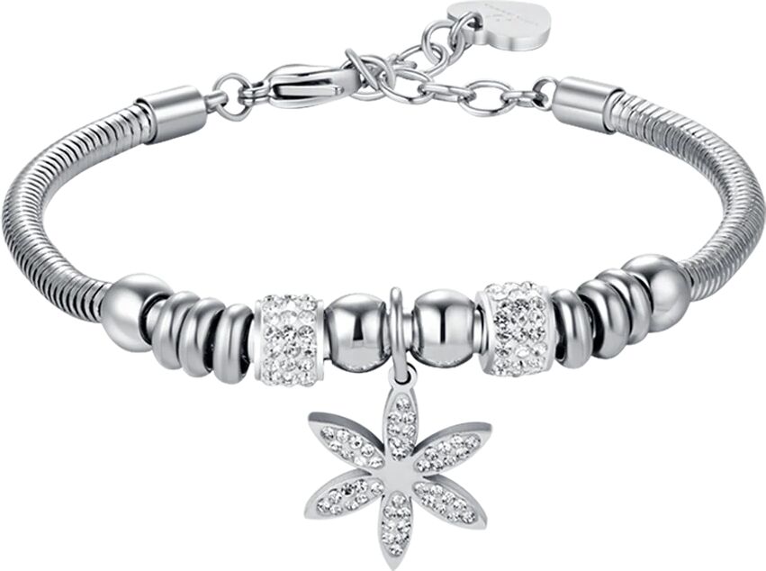 Luca Barra BRACCIALE DONNA IN ACCIAIO CON FIORE DELLA VITA CON CRISTALLI BIANCHI, Argento