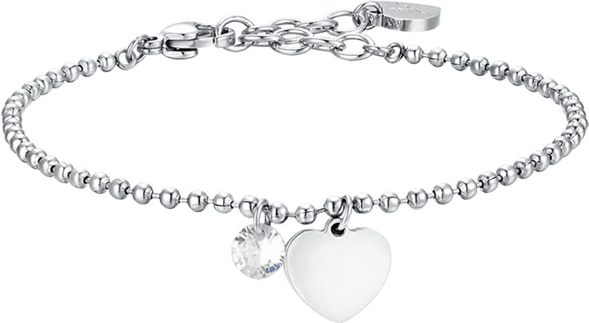 Luca Barra BRACCIALE DONNA IN ACCIAIO CON CUORE E ZIRCONE BIANCO