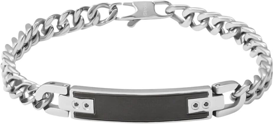 Stroili Bracciale Con Targhetta Man Code Acciaio Bicolore Bianco / Nero Cubic Zirconia Collezione: Man Code Bicolore Bianco / Nero