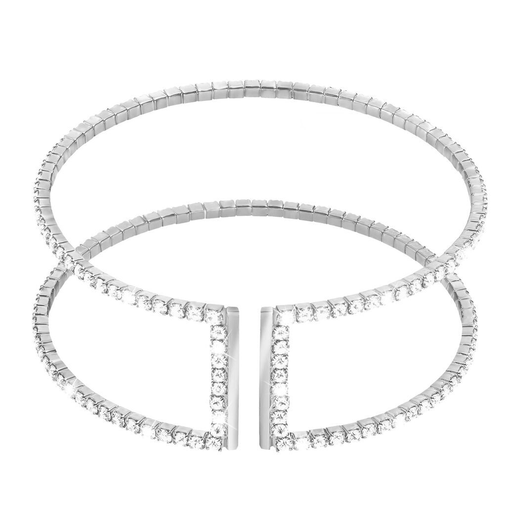 Stroili Bracciale bangle big in metallo rodiato e cristalli Collezione: Romantic Shine Grigio