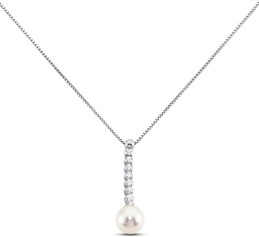 Stroili Collana Silver Pearls Argento Rodiato Cubic Zirconia Perla sintentica Collezione: Silver Pearls Bianco