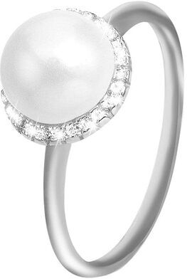 Stroili Anello Fantasia Silver Pearls Argento Rodiato Perla sintentica Cubic Zirconia Collezione: Silver Pearls - Misura 58 Bianco