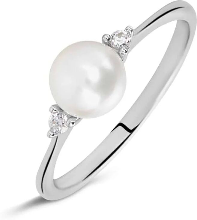 Stroili Anello Solitario Gabrielle Oro Bianco Perla D'Acqua Dolce Cubic Zirconia Collezione: Gabrielle - Misura 52 Oro Bianco