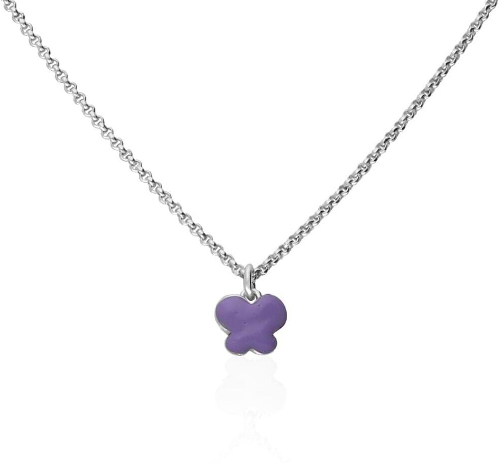 Stroili Collana in argento rodiato e smalto viola con simbolo farfalla Collezione: Silver Baby Bianco