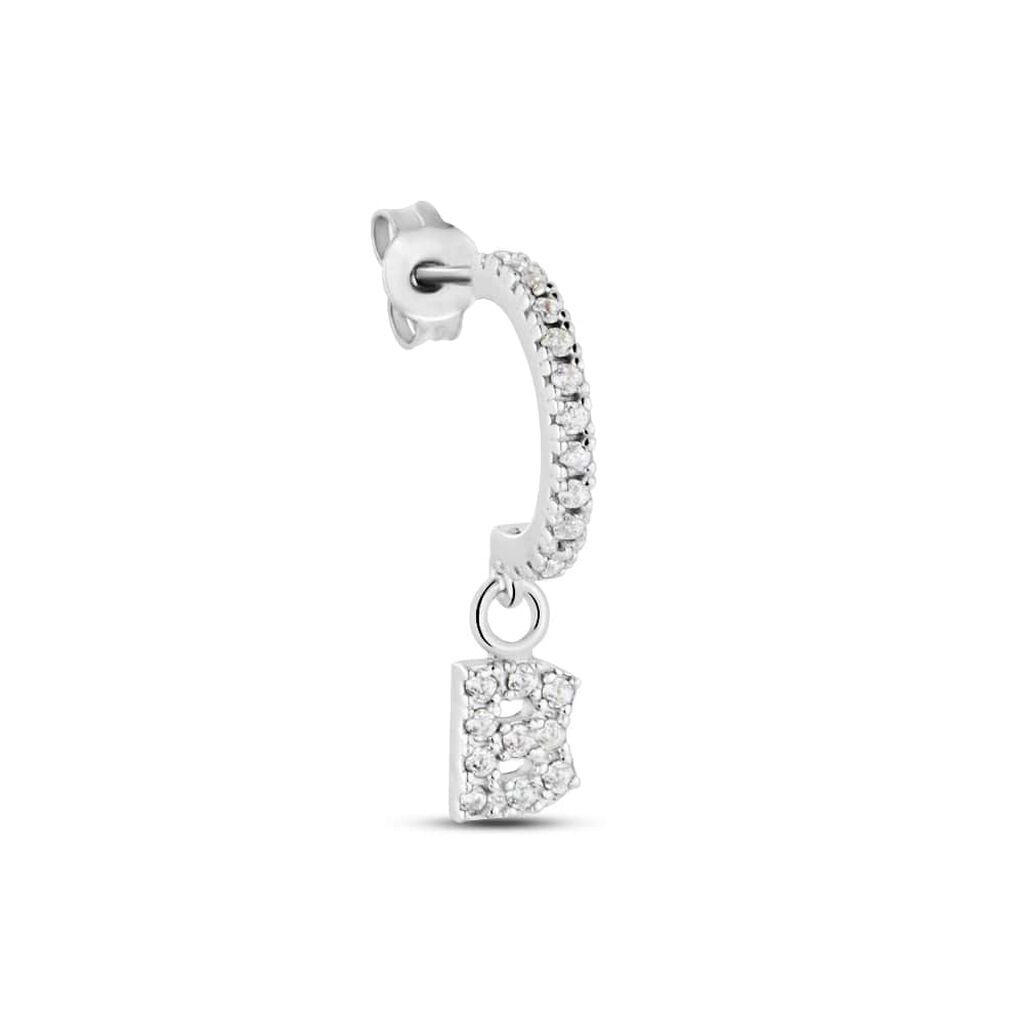 Stroili Mono Orecchino A Cerchio Silver Moments Argento Rodiato Cubic Zirconia Collezione: Silver Moments Bianco