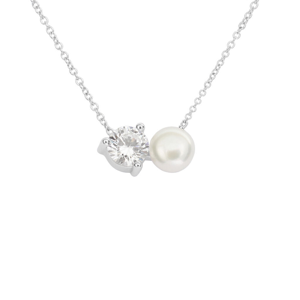 Stroili Collana Silver Pearls Argento Rodiato Perla sintetica Cubic Zirconia Collezione: Silver Pearls Bianco