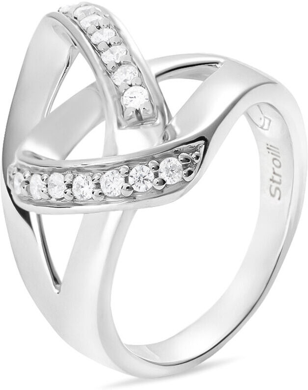 Stroili Anello Fantasia Silver Shine Argento Rodiato Cubic Zirconia Collezione: Silver Shine - Misura 58 Bianco