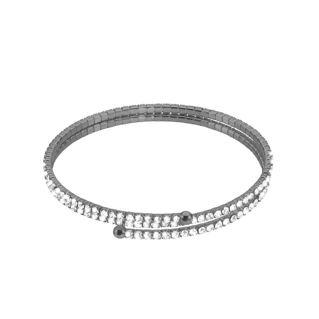 Stroili Bracciale bangle doppio in metallo rutenio e cristalli Collezione: Romantic Shine Grigio