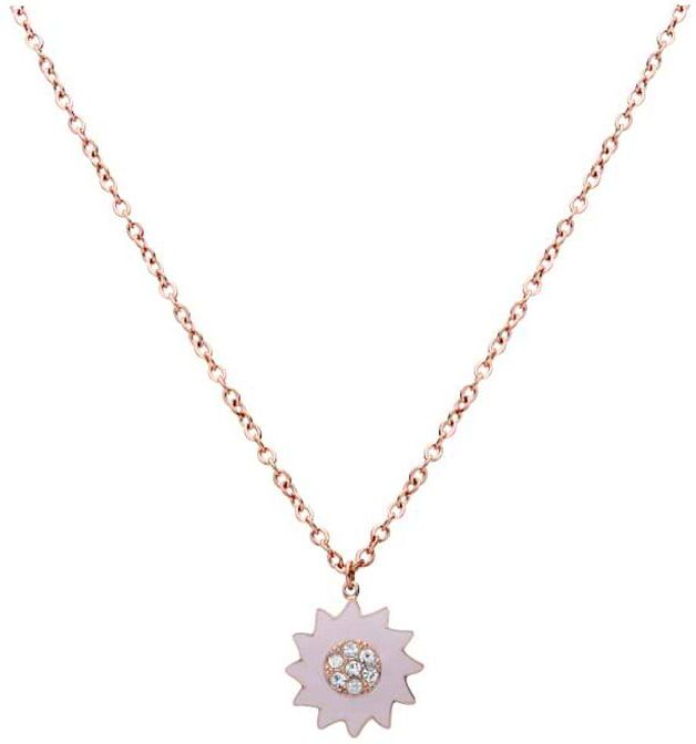 Stroili Girocollo con charm fiore rosa in acciaio rosato e strass Collezione: Lady Sweet Rosa