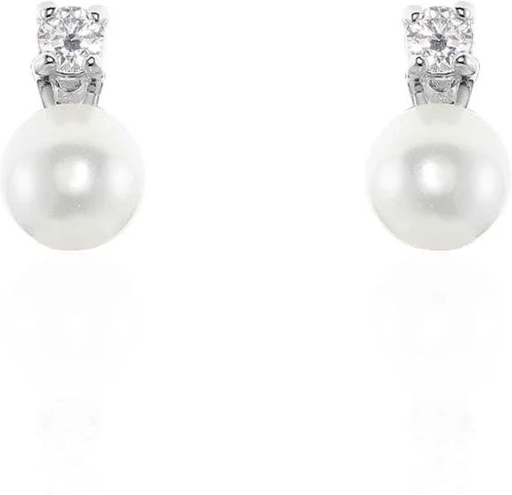 Stroili Orecchini Lobo Silver Pearls Argento Rodiato Perla sintentica Cubic Zirconia Collezione: Silver Pearls Bianco