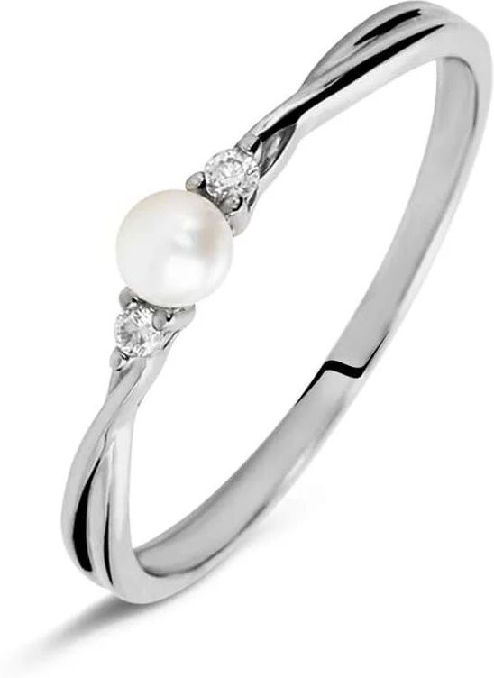 Stroili Anello Solitario Gabrielle Oro Bianco Perla D'Acqua Dolce Cubic Zirconia Collezione: Gabrielle - Misura 52 Oro Bianco