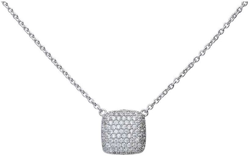 Stroili Girocollo in argento con pendente quadrato con pav√© di zirconi Collezione: Silver Shine Argentato