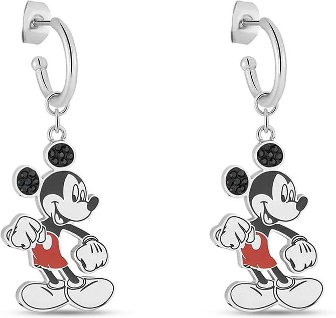 Stroili Orecchini pendenti in acciaio con Topolino e strass neri Collezione: Mickey Mouse & Friends Argentato