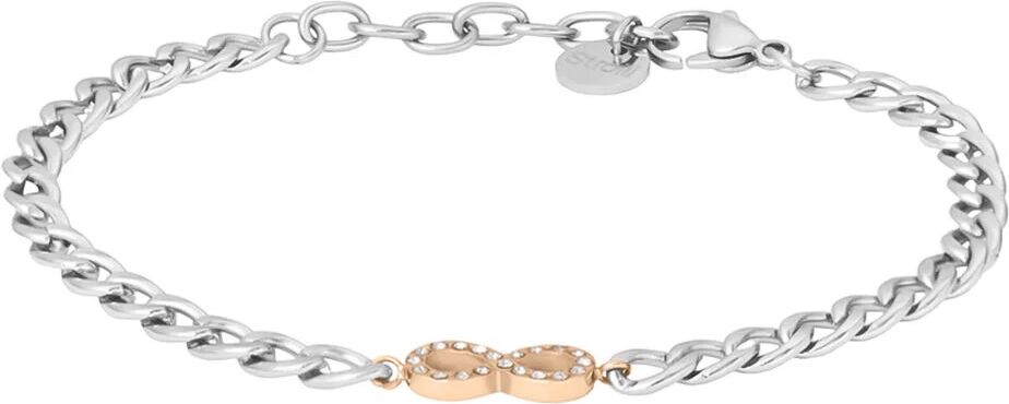 Stroili Bracciale Lady Chic Acciaio Bicolore Bianco / Rosa Cristallo Collezione: Lady Chic Bicolore Bianco / Rosa