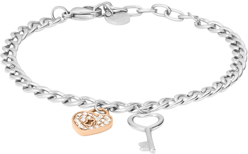 Stroili Bracciale Lady Chic Acciaio Bicolore Bianco / Rosa Cristallo Collezione: Lady Chic Bicolore Bianco / Rosa