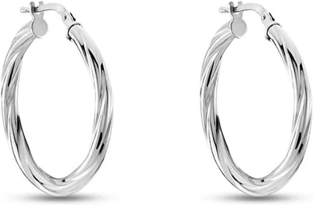 Stroili Orecchini A Cerchio Silver Collection Argento Rodiato Collezione: Silver Collection Bianco