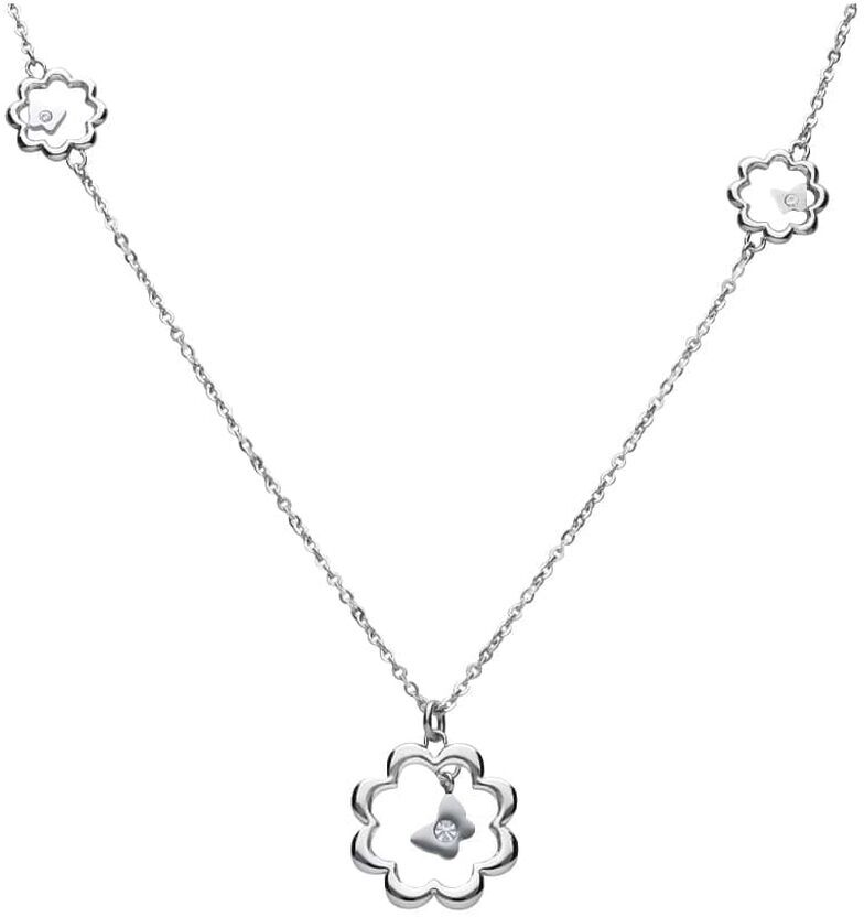 Stroili Girocollo lungo in acciaio silver con fiori e strass Collezione: Lady Chic Argentato