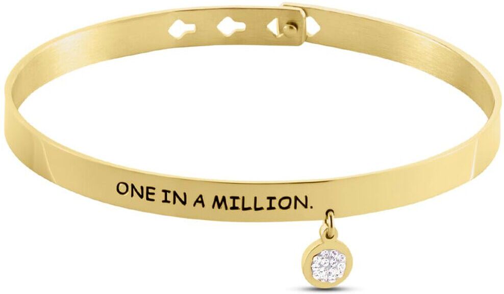 Stroili Bangle Lady Message Acciaio Dorato Cristallo Collezione: Lady Message Giallo