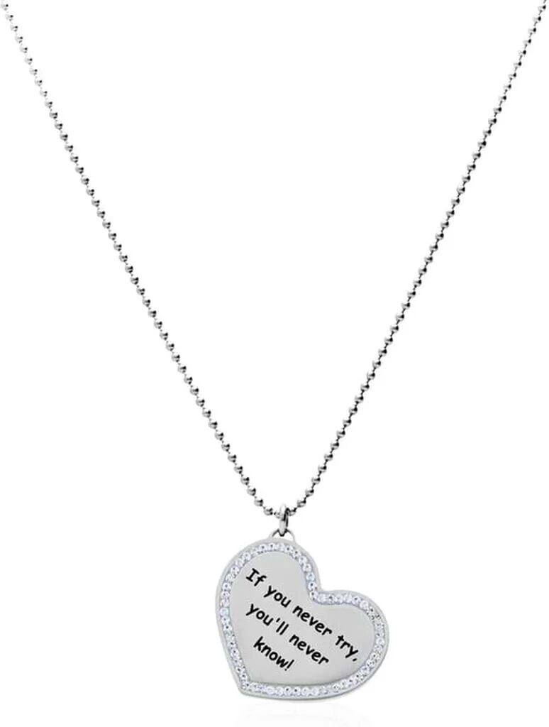 Stroili Collana in acciaio e strass a forma di cuore If you never try. you'll never know! Collezione: Lady Message