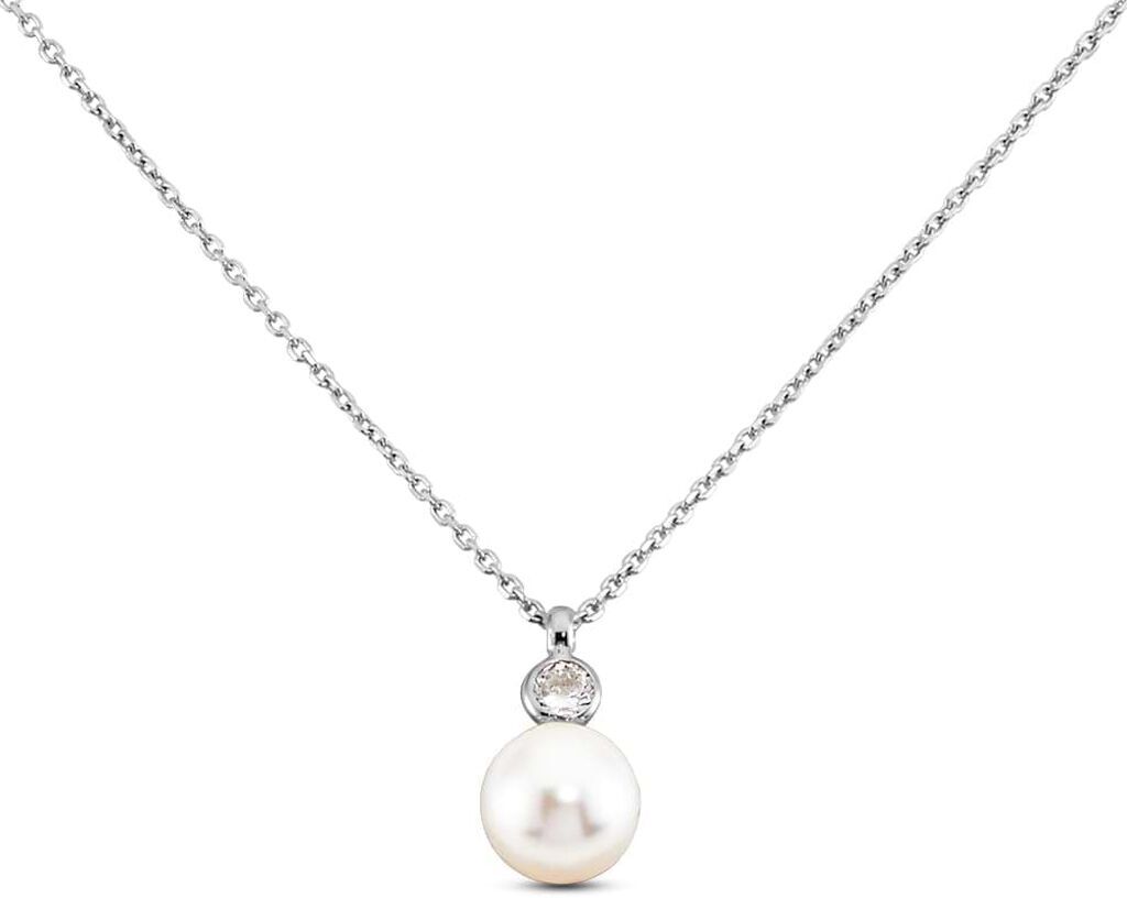 Stroili Collana Silver Pearls Argento Rodiato Perla sintentica Cubic Zirconia Collezione: Silver Pearls Bianco