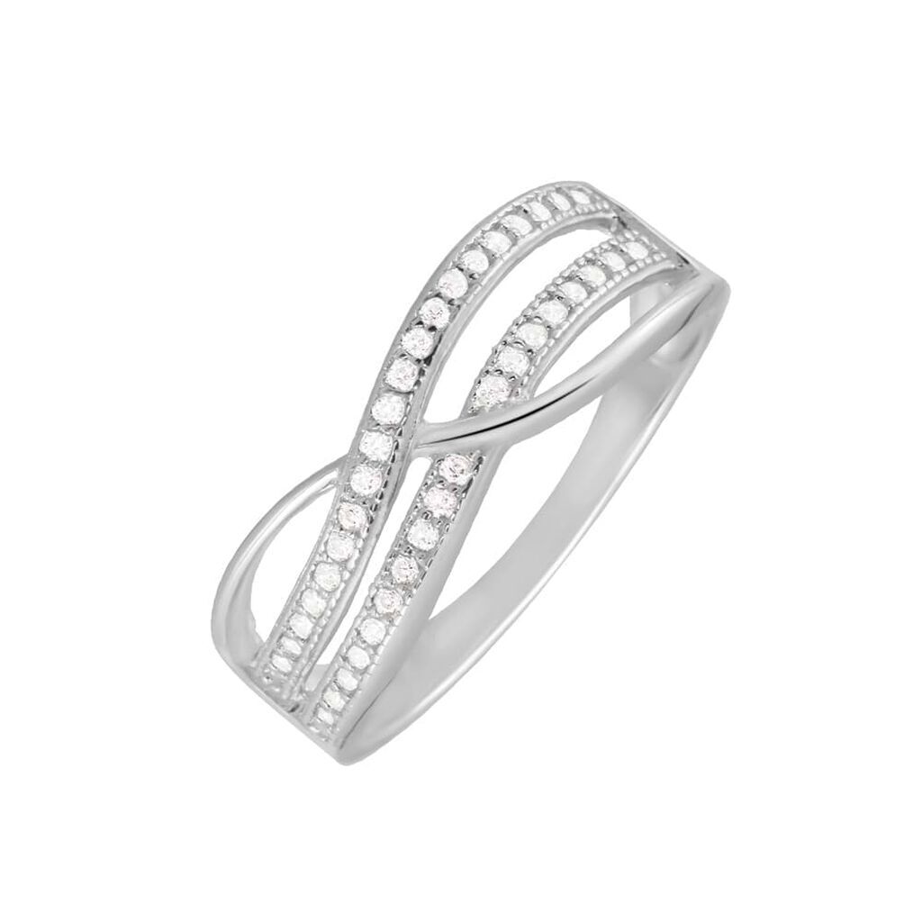 Stroili Anello Fantasia Silver Shine Argento Rodiato Cubic Zirconia Collezione: Silver Shine - Misura 48 Bianco