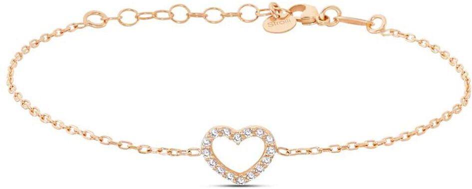 Stroili Bracciale in argento rosato con cuore in madreperla e zirconi Collezione: Silver Moments Rosa