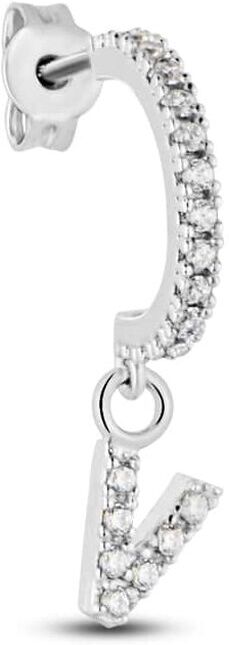 Stroili Mono Orecchino A Cerchio Silver Moments Argento Rodiato Cubic Zirconia Collezione: Silver Moments Bianco