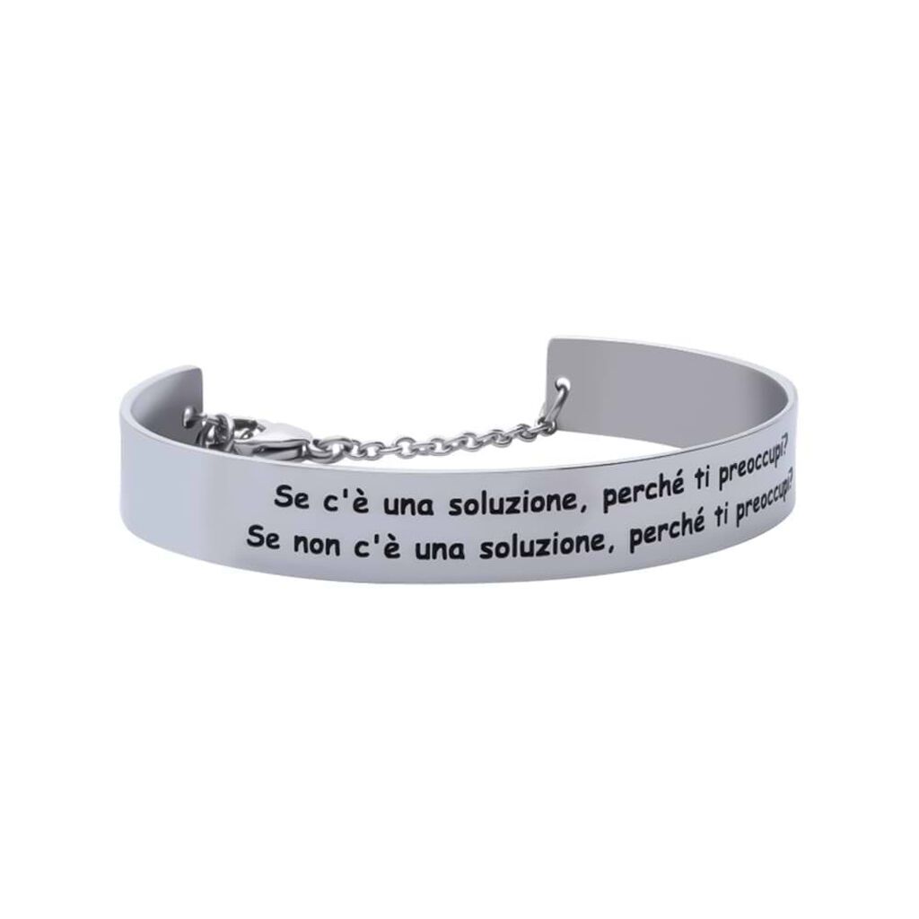 Stroili Bangle Se c'è una soluzione: perchè ti preoccupi? Se non c'è una soluzione: perchè ti preoccupi? in acciaio Collezione: Lady Message Bianco