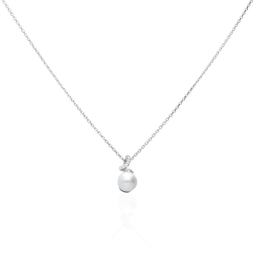 Stroili Collana Silver Pearls Argento Rodiato Perla sintentica Cubic Zirconia Collezione: Silver Pearls Bianco