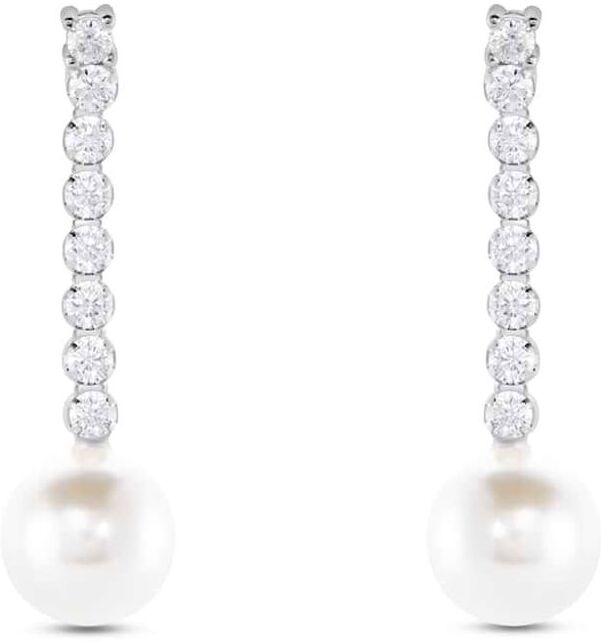 Stroili Orecchini Pendenti Tennis Silver Pearls Argento Rodiato Cubic Zirconia Perla sintentica Collezione: Silver Pearls Bianco