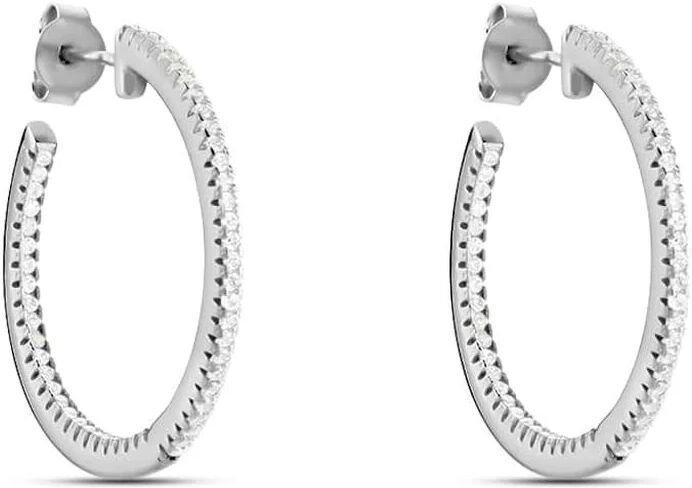 Stroili Orecchini A Cerchio Silver Elegance Argento Rodiato Cubic Zirconia Collezione: Silver Elegance Bianco