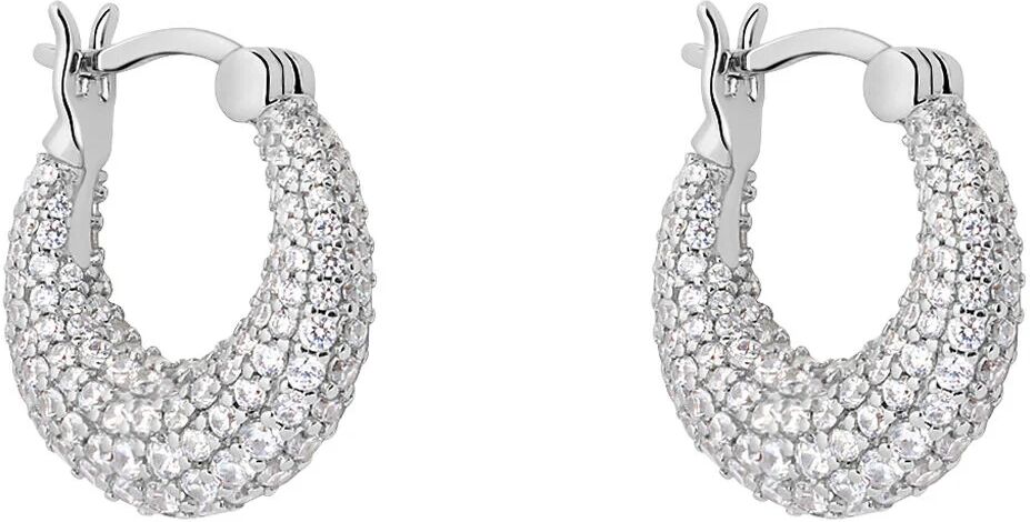 Stroili Orecchini A Cerchio Silver Shine Argento Rodiato Cubic Zirconia Collezione: Silver Shine Bianco