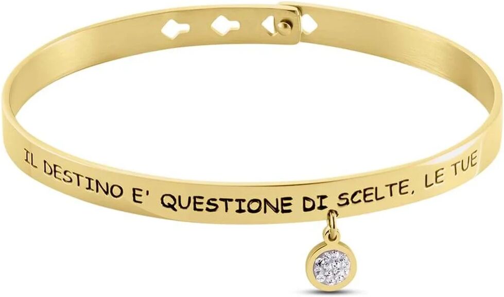 Stroili Bangle Lady Message Acciaio Dorato Cristallo Collezione: Lady Message Giallo